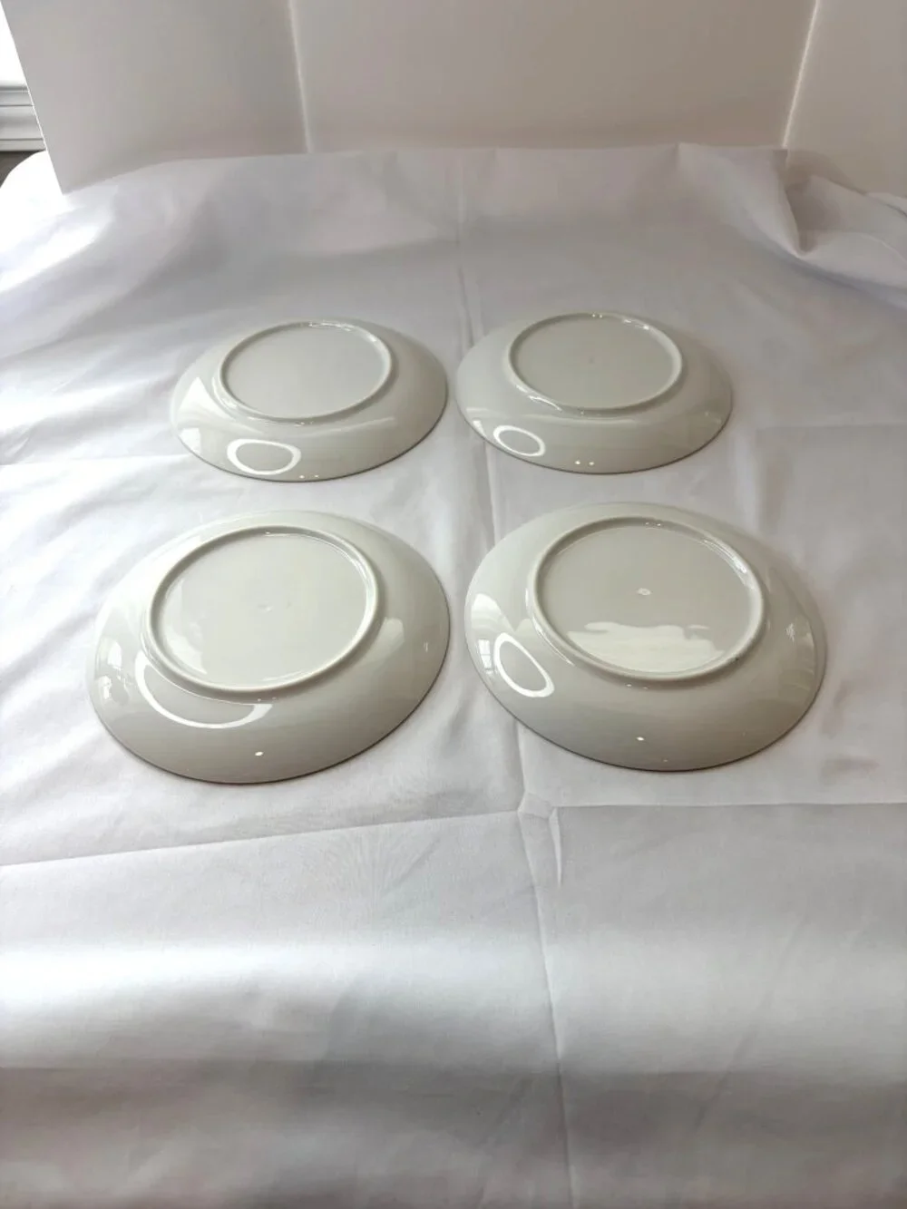 Set of 4 White Porcelain Saucers with Gold Rim 6.25” Cottagecore MCM Minimalist